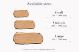 Wooden boards of different sizes with dimensions on a white background