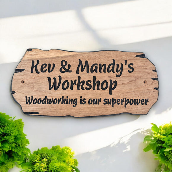 Personalised Oak Carved Wooden Sign Rustic Wooden House Plaque Outdoor Plate