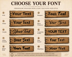 Font options available for personalising the solid oak house sign.