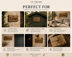 Personalised solid oak sign displayed in cottages, garden rooms, cabins and farmhouse settings.