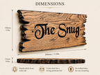 Available sizes for the personalised solid oak house sign with dimensions shown.
