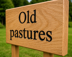 Close-up of engraved solid oak lettering