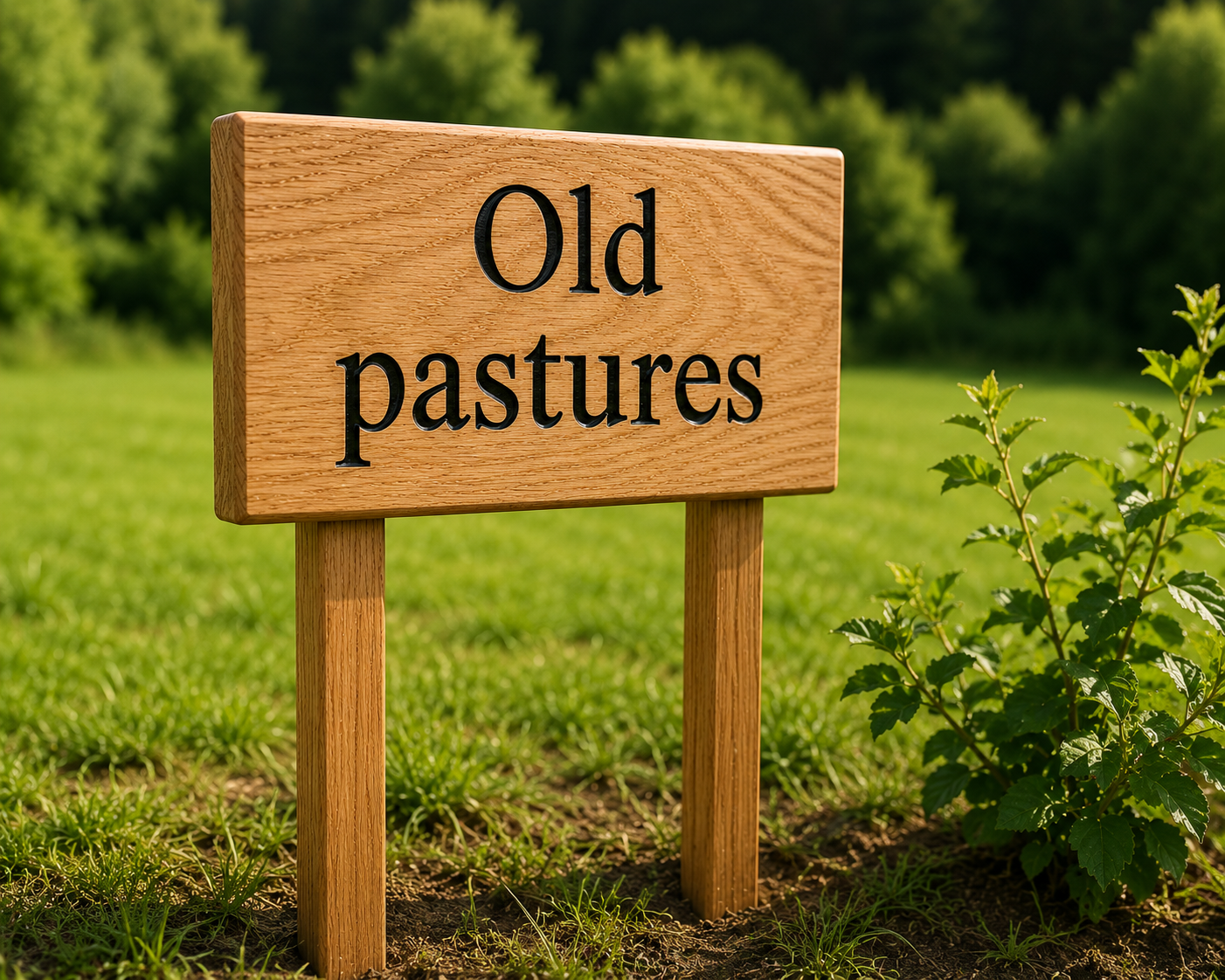 Side profile of personalised wooden garden sign