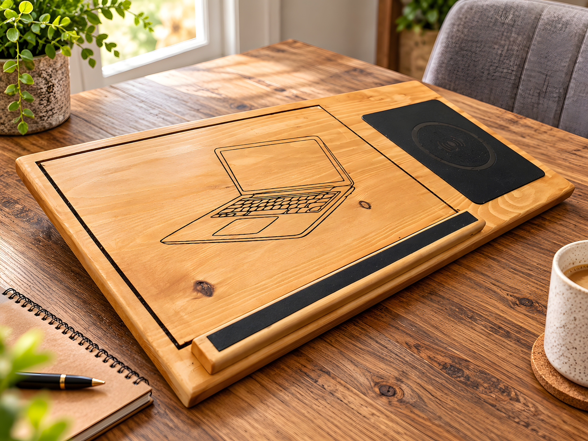 Wooden Laptop Lap Desk – Portable Sofa and Bed Laptop Solid Oak Tray
