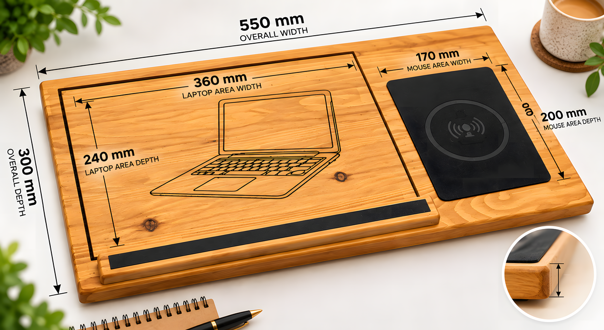 Wooden Laptop Lap Desk – Portable Sofa and Bed Laptop Solid Oak Tray