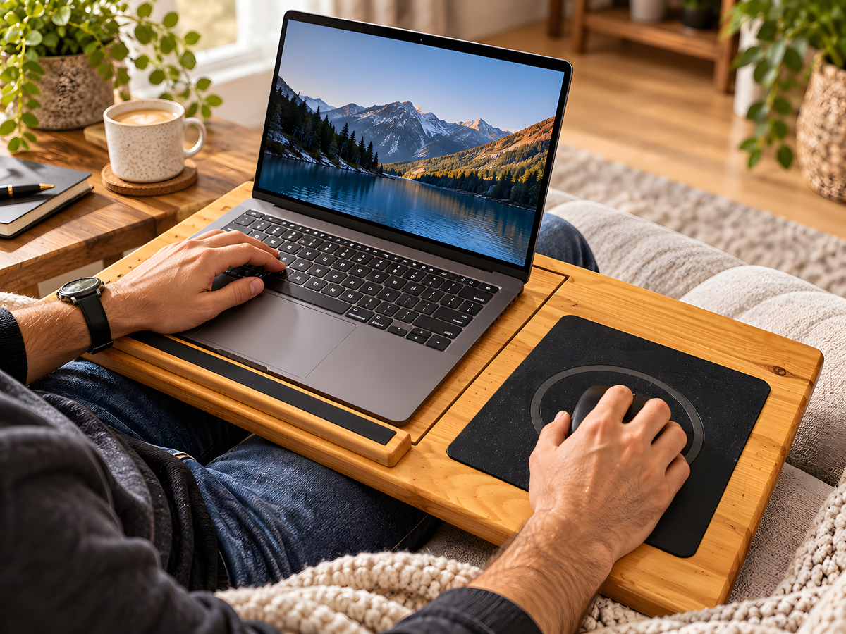 Wooden Laptop Lap Desk – Portable Sofa and Bed Laptop Solid Oak Tray