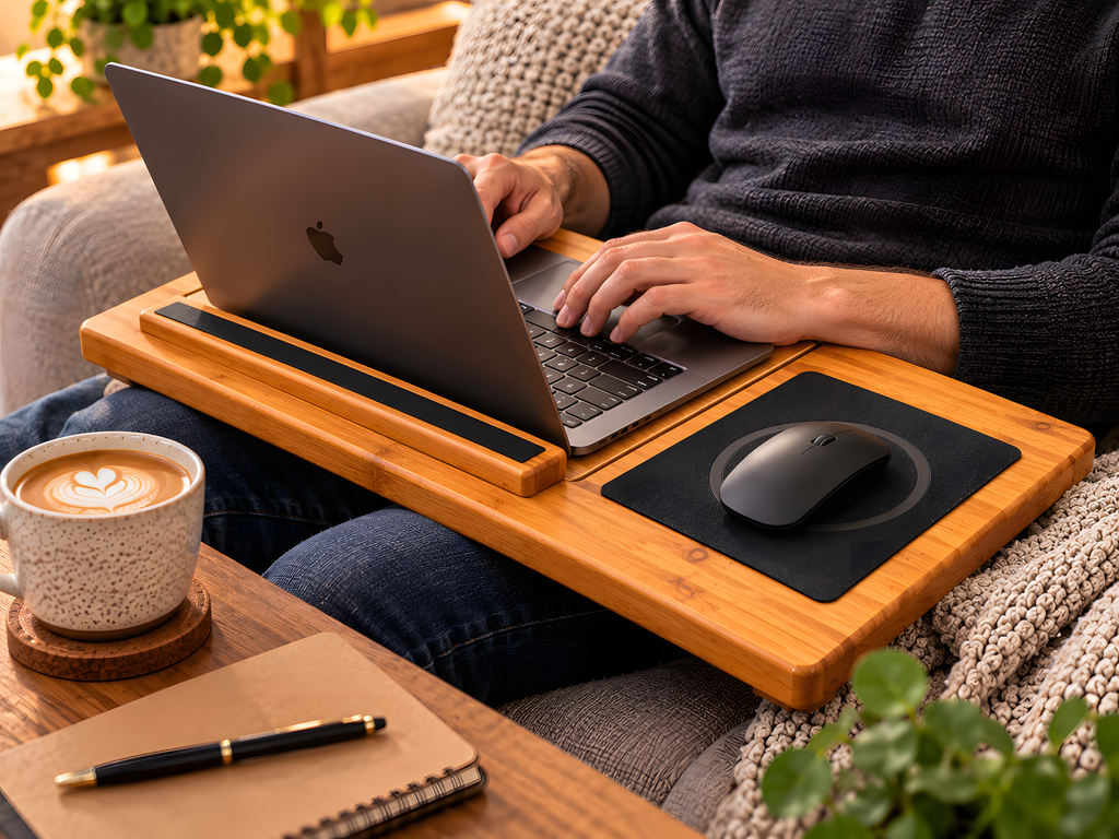 Wooden Laptop Lap Desk – Portable Sofa and Bed Laptop Solid Oak Tray