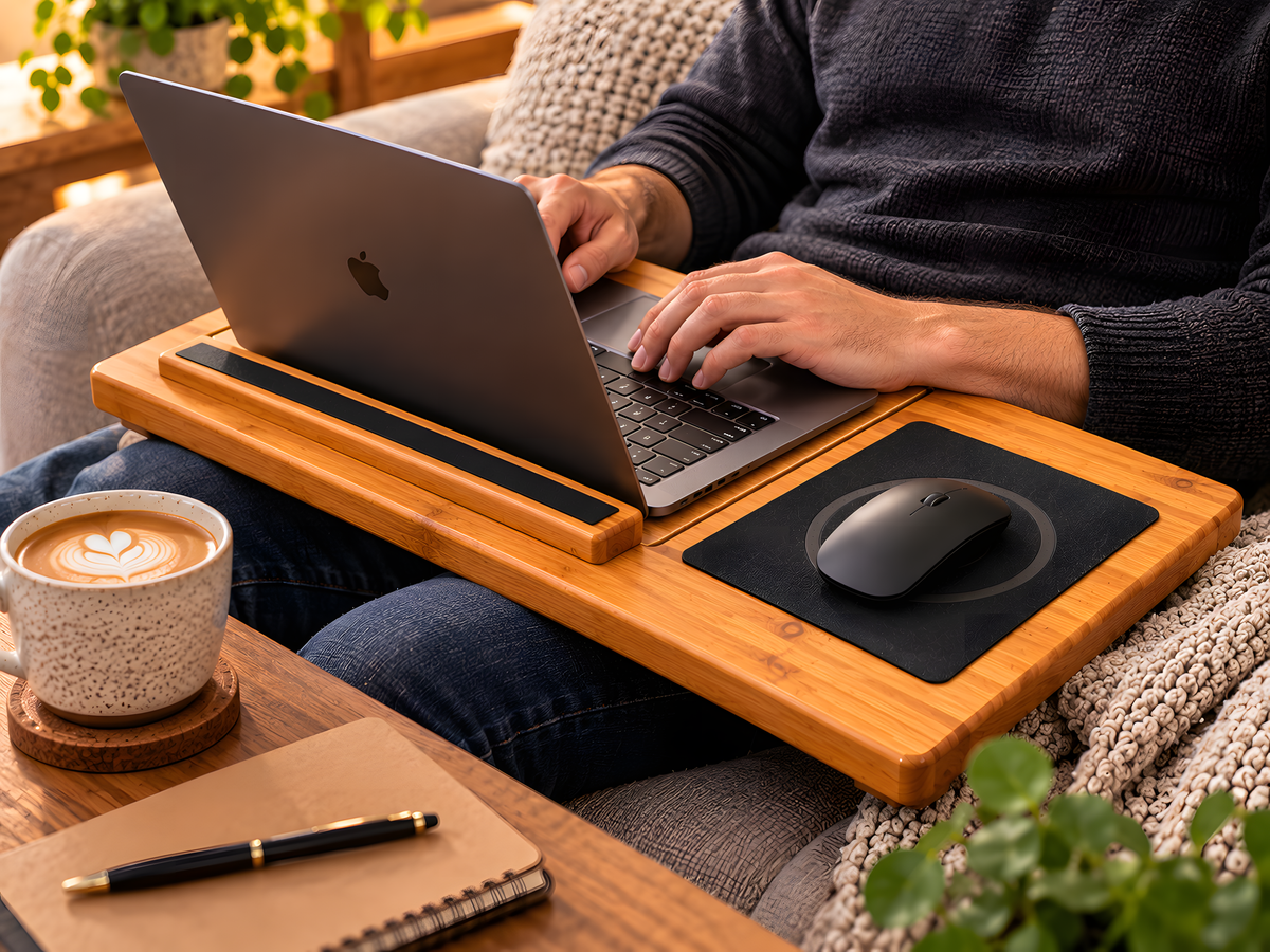 Wooden Laptop Lap Desk – Portable Sofa and Bed Laptop Solid Oak Tray