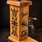 Personalised Wooden Whiskey Dispenser – Custom Bar Tap Stand