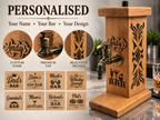 Personalised Wooden Whiskey Dispenser – Custom Bar Tap Stand