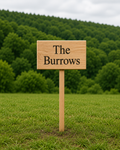 Personalised wooden house sign with ground stake made from solid oak