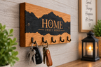 Premium Solid Oak & Epoxy Key Holder – Rustic HOME Sweet Home Key Rack