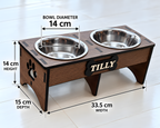 Personalised Raised Dog Bowl – Custom Wooden Pet Feeding Station