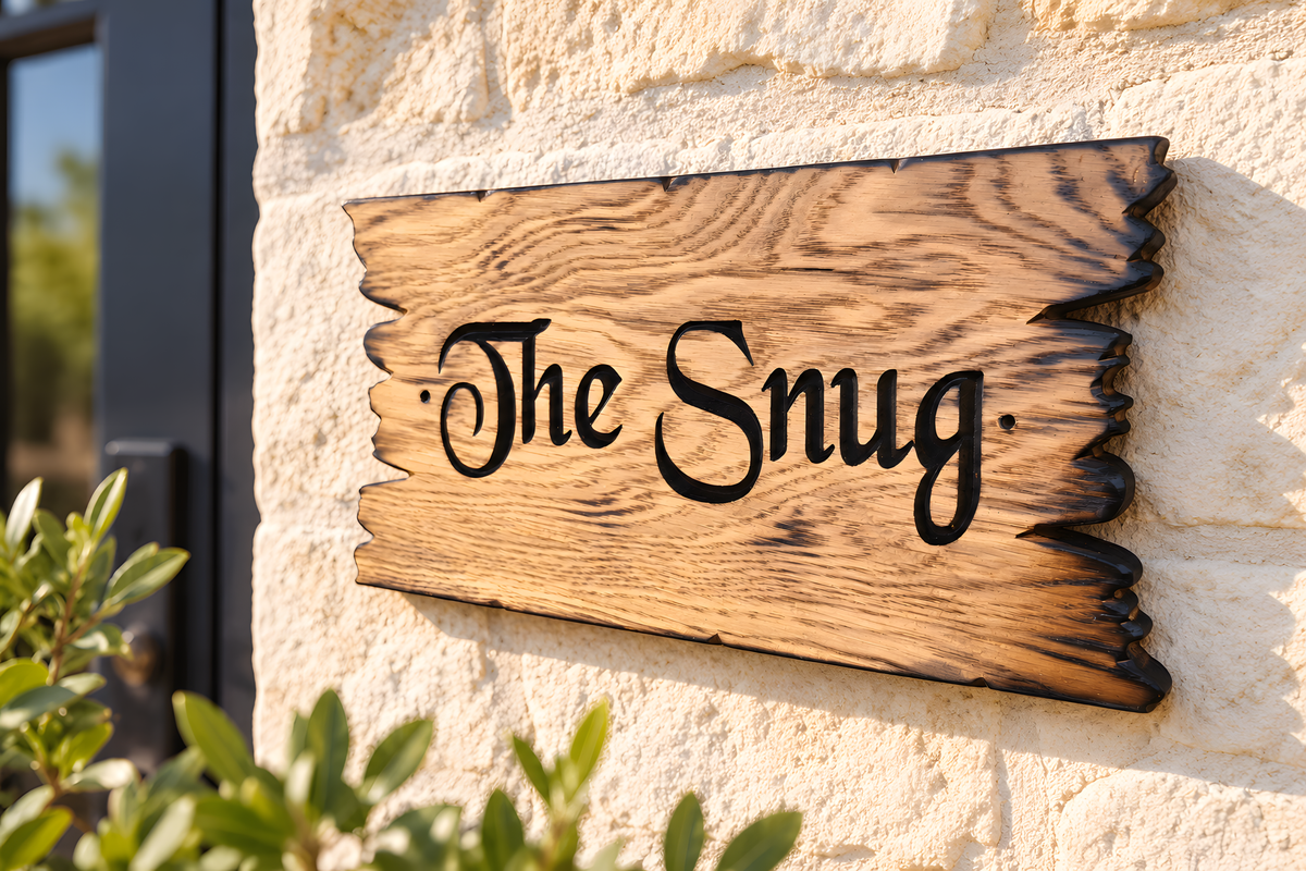 Personalised Solid Oak House Sign | Custom Wooden Door Plaque | Rustic Cottage & Farmhouse Sign