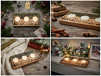 Solid Oak & Epoxy Resin Christmas Tealight Holder (90x190mm) – Engraved Holiday Decor