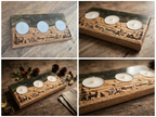 Solid Oak & Epoxy Resin Christmas Tealight Holder (90x190mm) – Engraved Holiday Decor