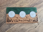Solid Oak & Epoxy Resin Christmas Tealight Holder (90x190mm) – Engraved Holiday Decor