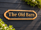 Personalised Solid Oak House Sign – Custom Engraved Wooden Name Plaque for Outdoor Use UK