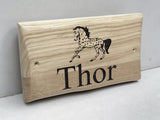 Personalised oak dog kennel horse stable name sign engraved wooden plaque indoor display