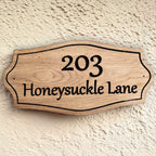 Personalised oak address plaque with road name