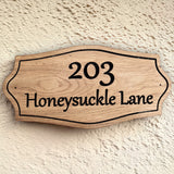 Personalised oak address plaque with road name