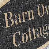 letters engraving details for oval solid oak house sign