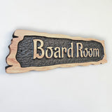 Board Room engraved oak wooden plaque rustic style