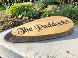 rustic oak house name sign outdoor