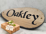solid oak live edge address plaque