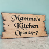 Burnt edge wooden plaque with engraved lettering