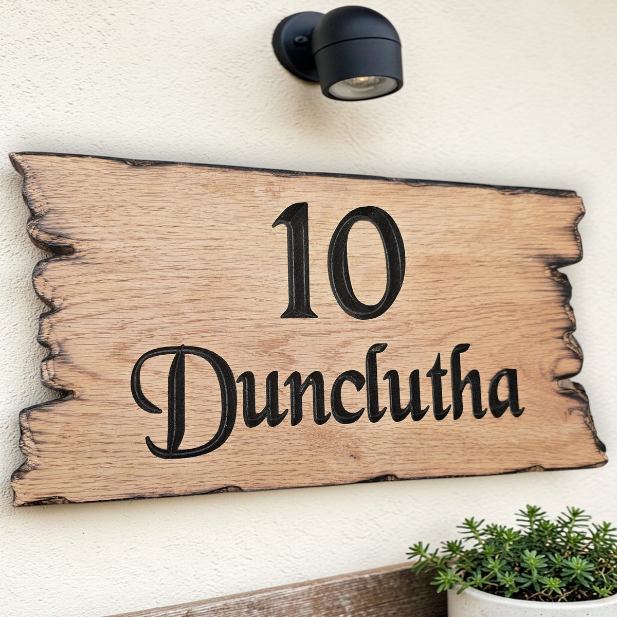 Personalised Solid Oak House Sign | Custom Wooden Door Plaque | Rustic Cottage & Farmhouse Sign