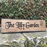 The Lilly Garden personalised rustic wooden garden sign