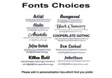 Comparison of various font styles for personalised wooden house sign custom engraving options