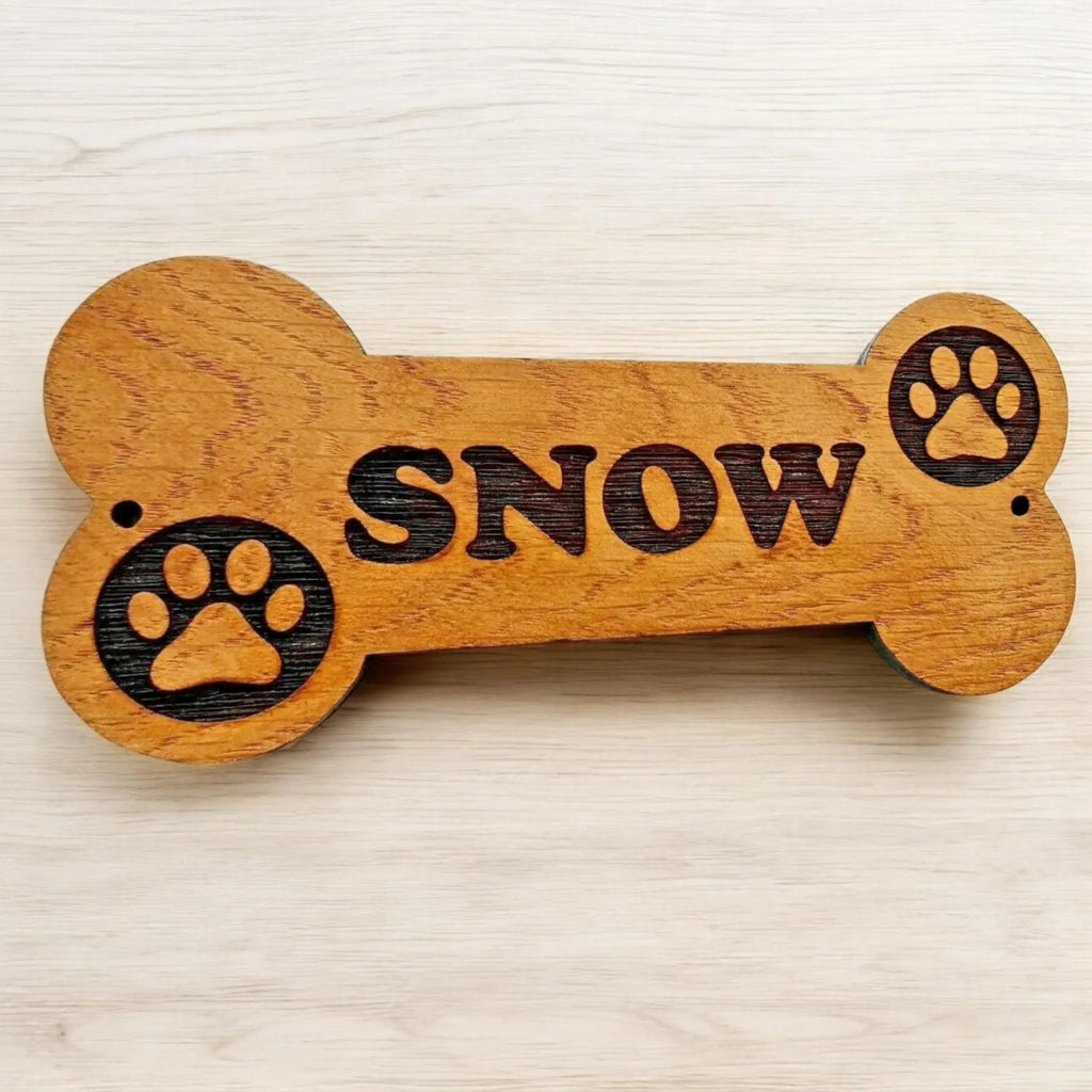 Personalized Wooden Dog Name Sign: Laser Engraved Pet Plaque 5x15 cm