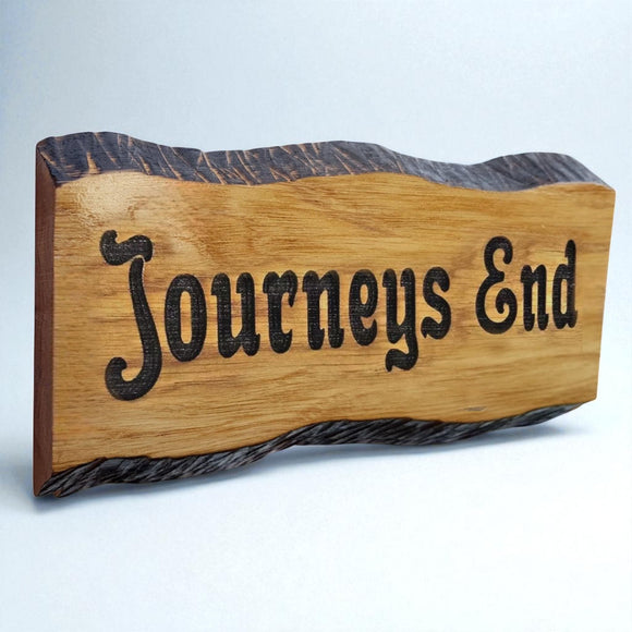 Personalised oak house sign engraved with number and name