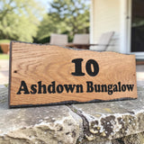 Ashdown Bungalow engraved oak house number sign