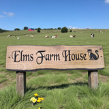 Elms Farm House rustic oak sign in countryside setting