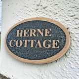 Herne Cottage oval engraved oak house sign