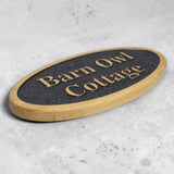 Custom oval wooden house plaque deep engraved