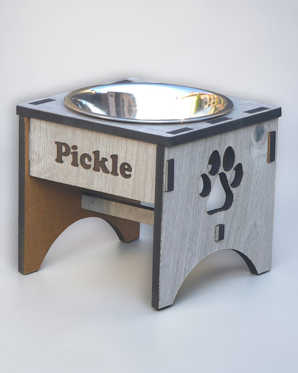 Personalised Raised Dog Bowl – Custom Wooden Pet Feeding Station