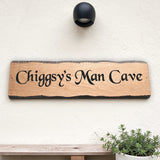 Chiggsy's Man Cave personalised rustic oak sign