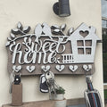 Sweet Home Wooden Key Holder – Decorative Wall Key Rack