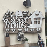 Sweet Home Wooden Key Holder – Decorative Wall Key Rack