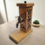 Personalised whiskey tap stand engraved wooden bar accessory