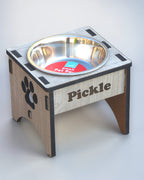 Personalised Raised Dog Bowl – Custom Wooden Pet Feeding Station