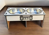 Personalised Raised Dog Bowl – Custom Wooden Pet Feeding Station