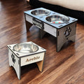 Personalised Raised Dog Bowl – Custom Wooden Pet Feeding Station
