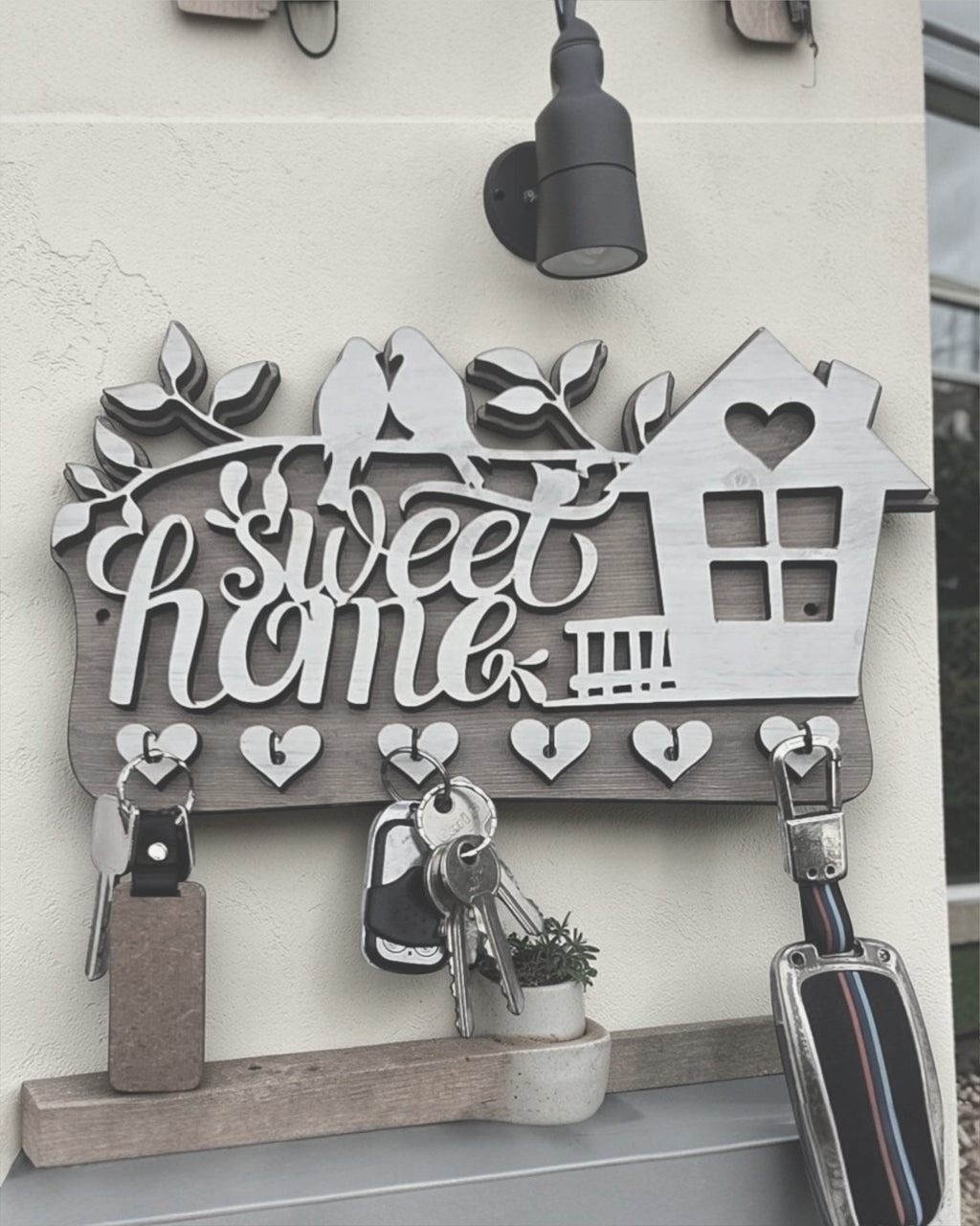 Sweet Home Wooden Key Holder – Decorative Wall Key Rack