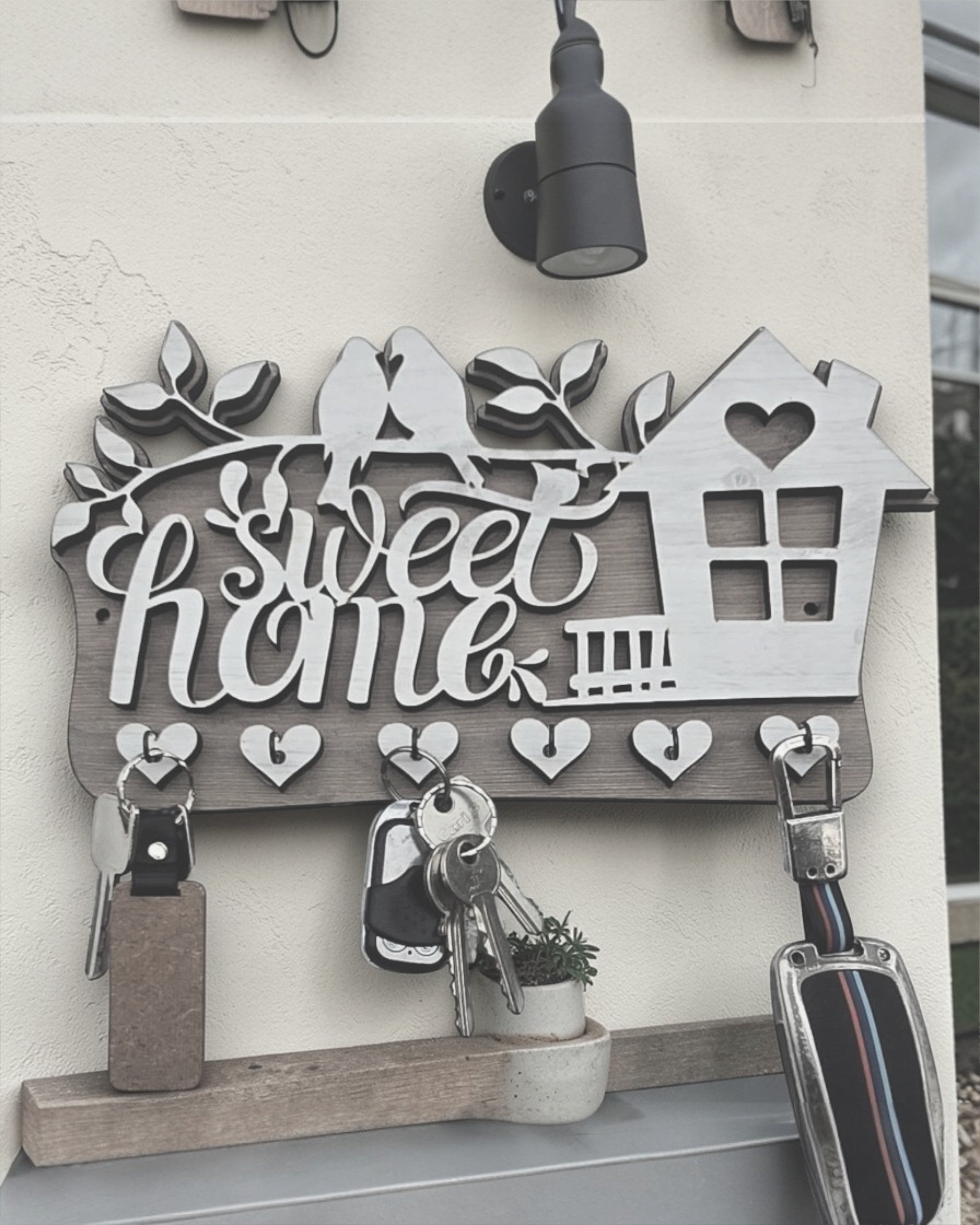 Sweet Home Wooden Key Holder – Decorative Wall Key Rack